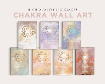 Chakra Wall Art, Printable Wall Art, Healing Room Art, Digital Collage Art, Spiritual Printable Art