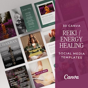 Energy Healing Instagram Templates, Reiki Instagram Templates, Canva Social Media Templates, Spiritual Social Media Canva Templates
