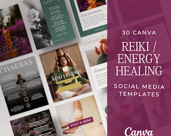 Modelli Instagram per la guarigione energetica, modelli Instagram per il Reiki, modelli Canva per i social media, modelli Canva per i social media spirituali