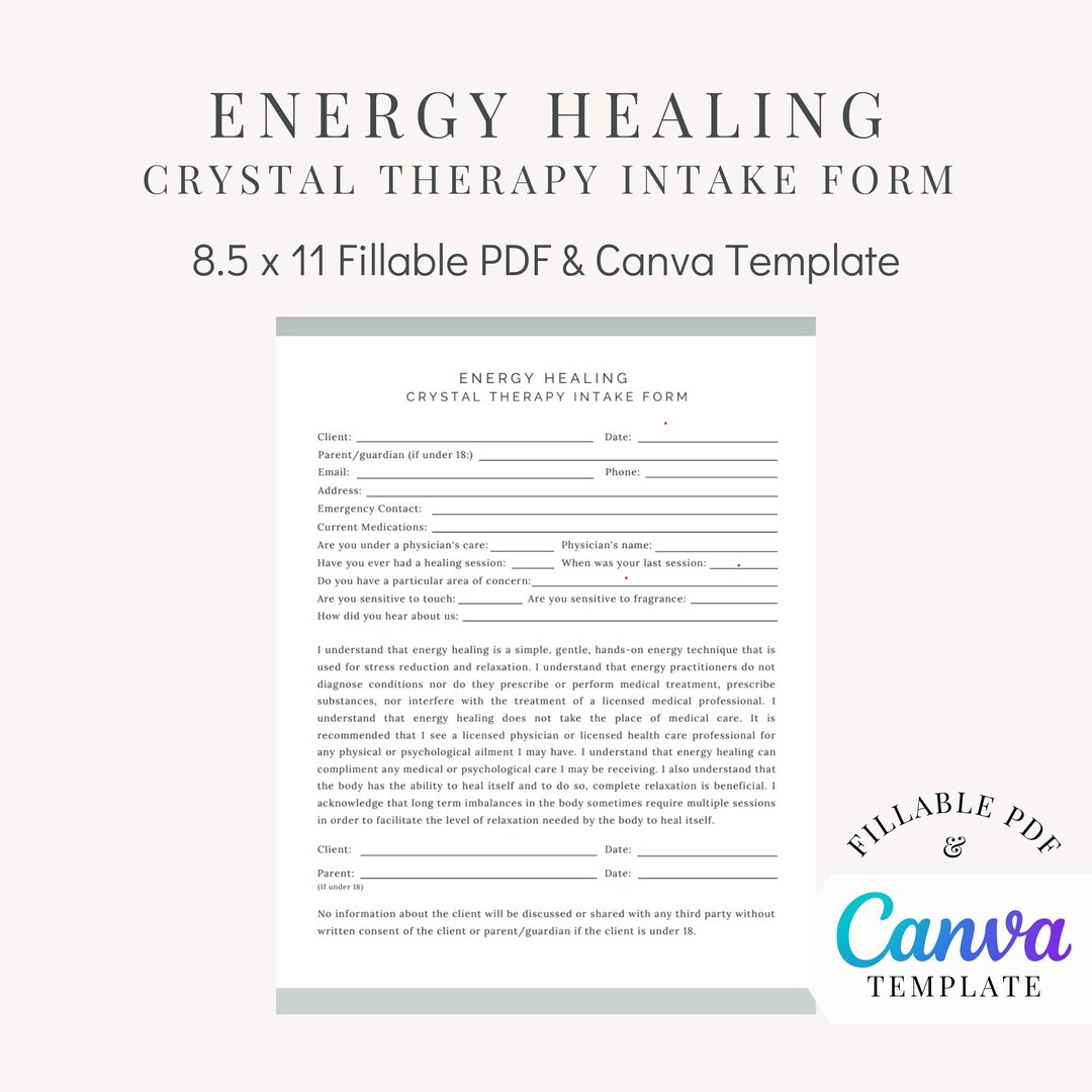Energy Healing Crystal Therapy Intake Form Etsy