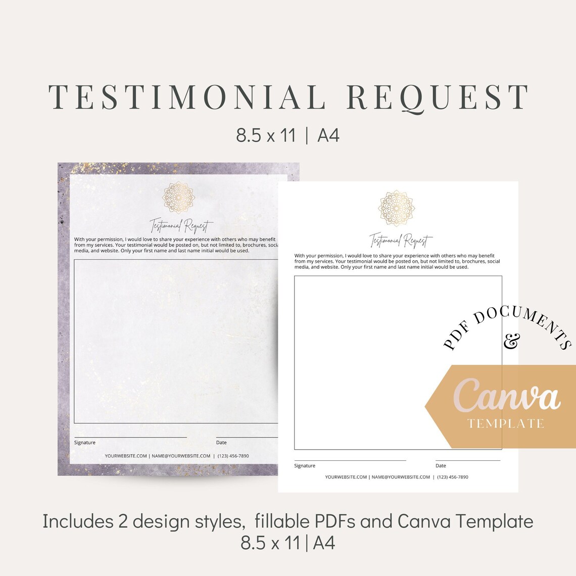Testimonial Request Form - Fillable PDF and Canva Template - Etsy