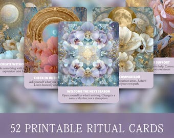 Printable Weekly Ritual Cards, 52 Card Deck for Intentional Living, Ritual and Reflection