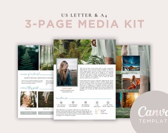3-Page Media Kit Canva Template, Influencer Press Kit (US Letter & A4)