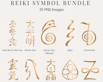 35 Gold Reiki Symbols - Gold Reiki Clipart - Gold Reiki PNG