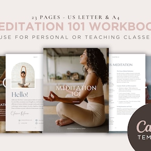 Medytacja 101 Canva Workbook, Medytacja klasa Workbook, Medytacja e-mail Opt-In, Wydrukuj Medytacja Workbook