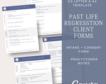 Past Life Regression Intake & Practitioner Notes Form | Canva Template