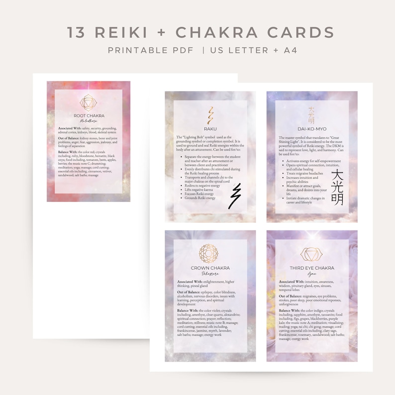 13 Printable Reiki Chakra Study Cards Printable PDF - Etsy Australia