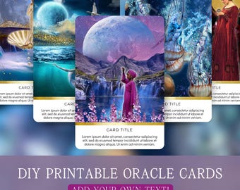 Plantilla de Canva para baraja de cartas del Oráculo EDITABLE, cartas del Oráculo imprimibles