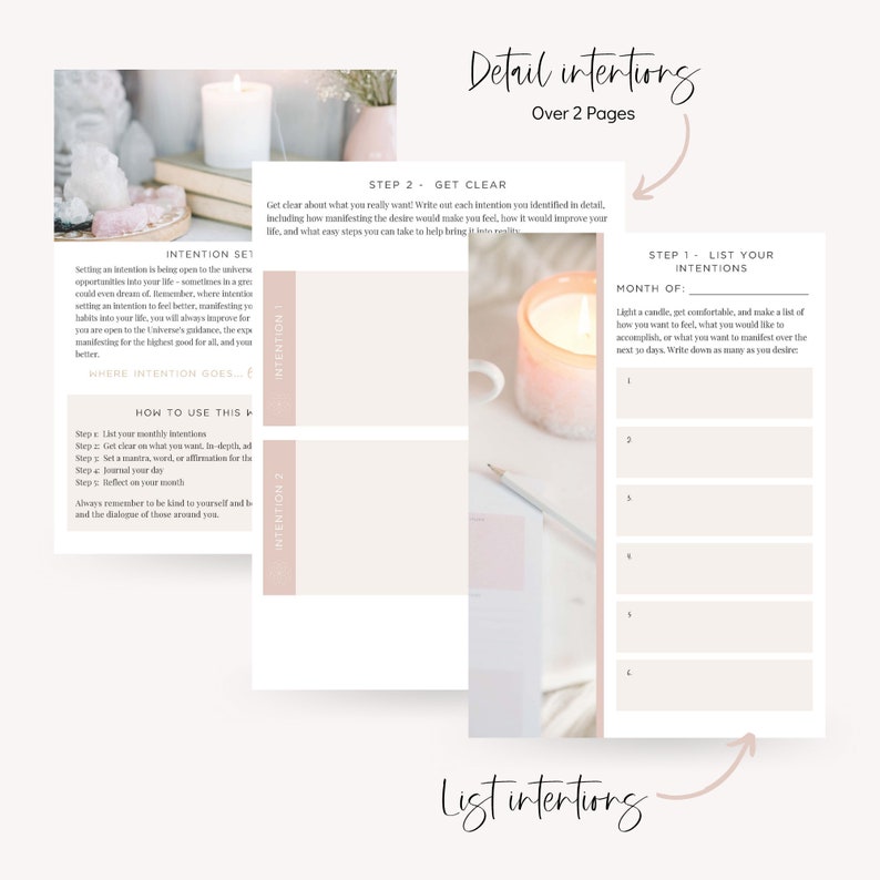 Monthly Intention Setting and Manifesting Workbook - Printable PDF - Etsy