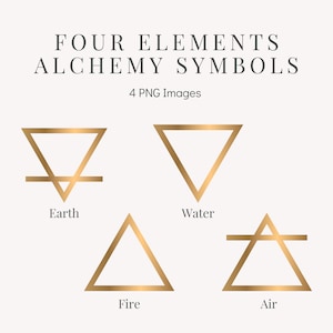 Gold Four Elements Alchemy Symbols - PNG Symbols