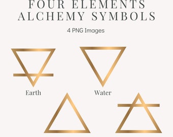 Gold Four Elements Alchemy Symbols - PNG Symbols