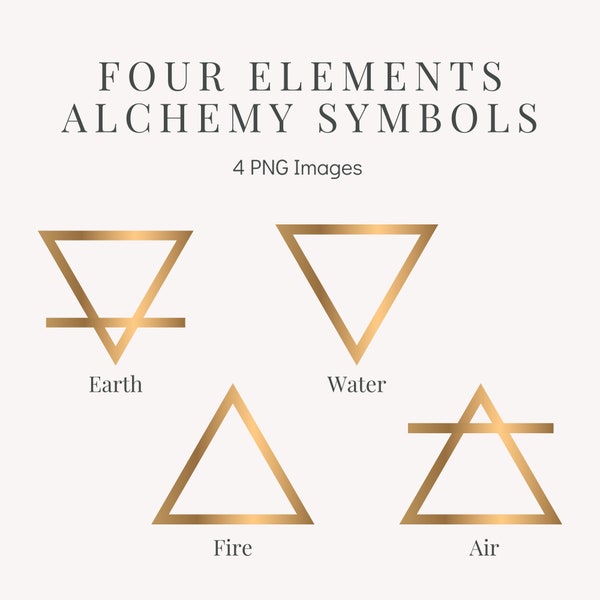 Gold Four Elements Alchemy Symbols - PNG Symbols