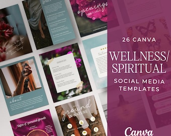 Wellness and spiritual Instagram Canva Templates, Wellness Social Media Templates, Templates for Coaches, spiritual and Wellness Providers