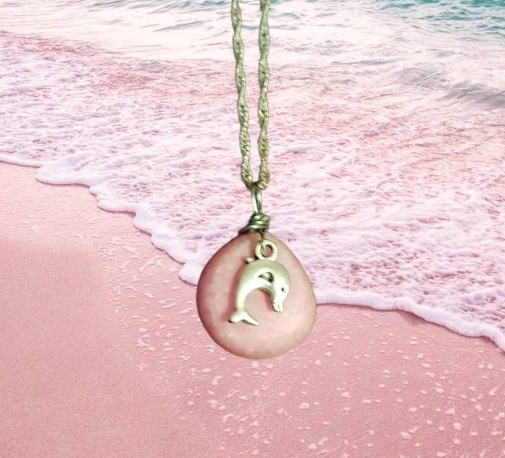 Pink dolphin necklace sale