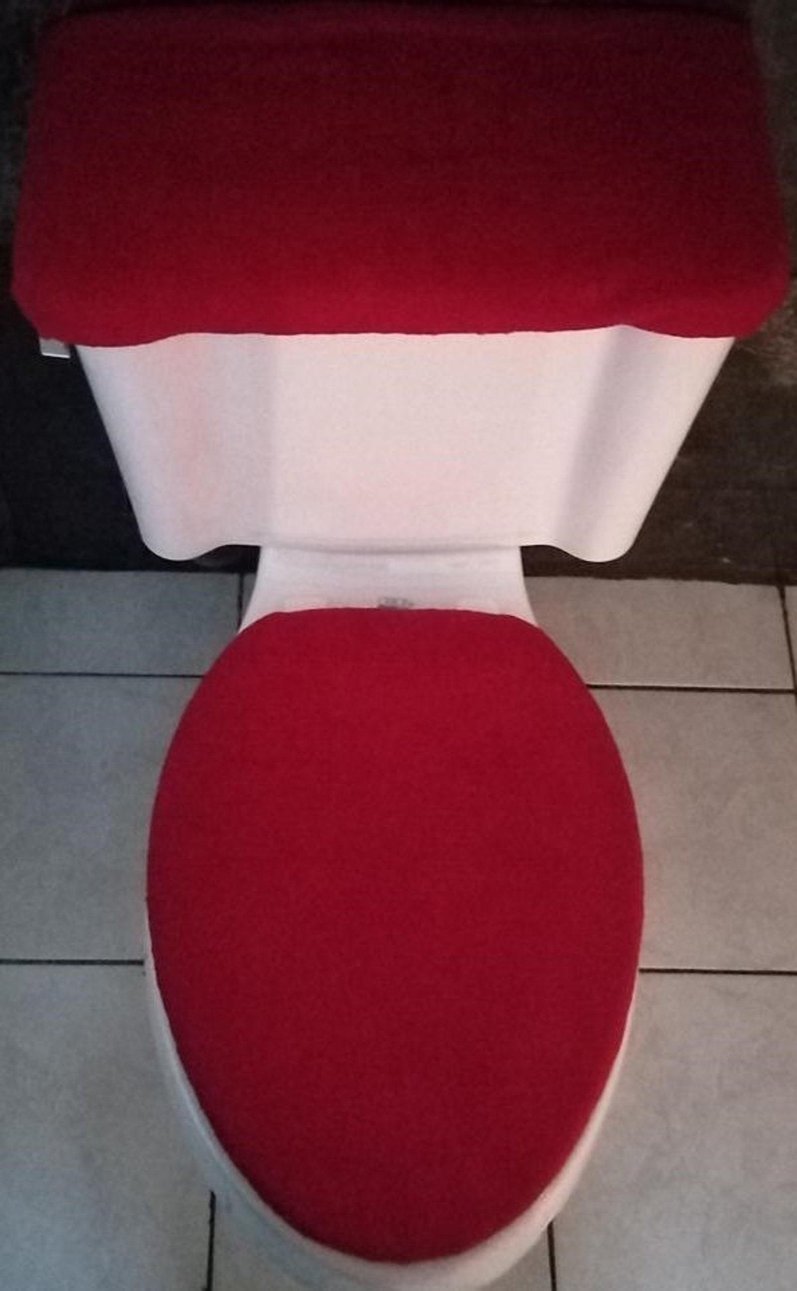 Solid Red Fleece Fabric Elongated Toilet Seat Lid And Tank Etsy