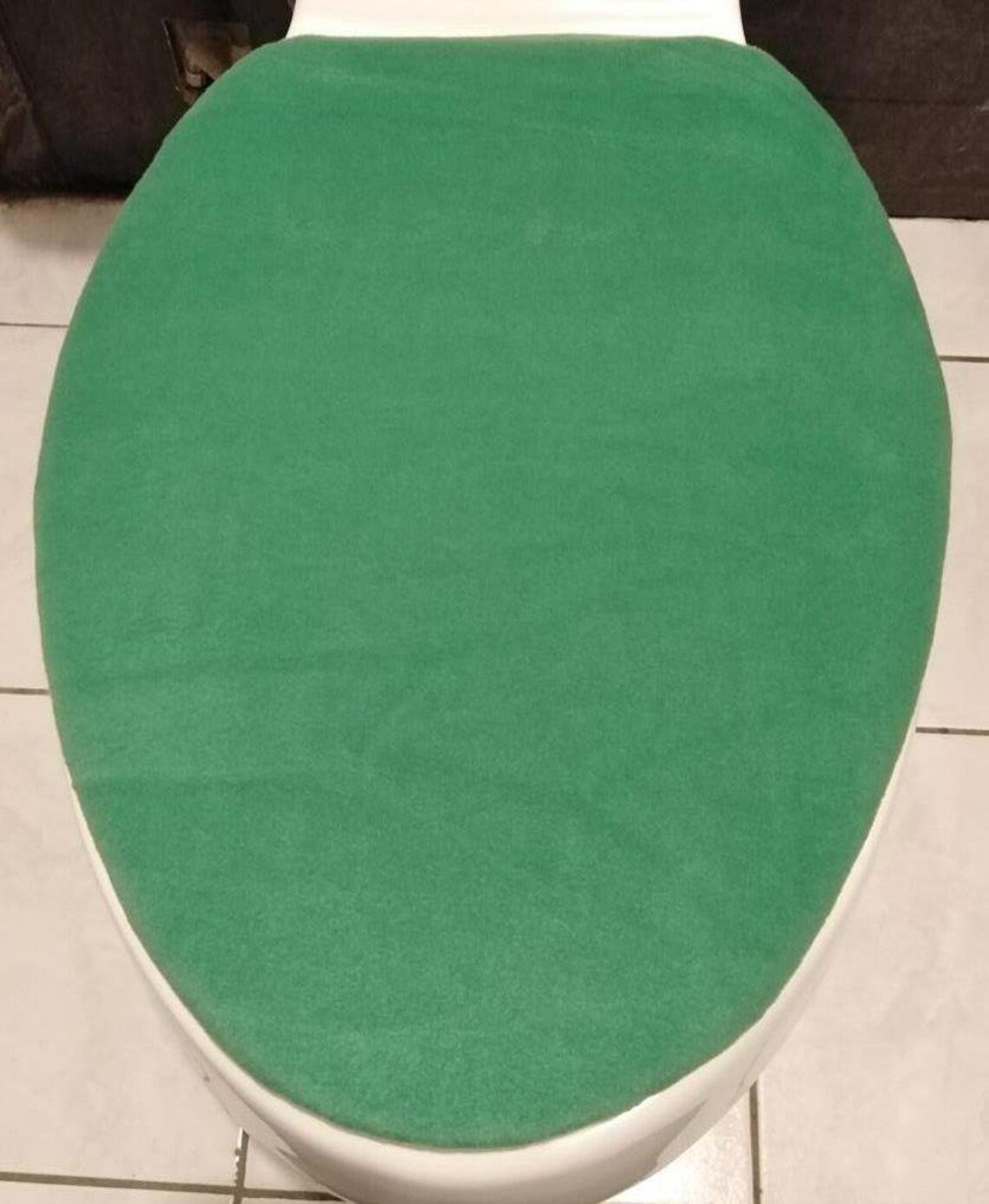 SOLID GREEN FLEECE Fabric Elongated Toilet Seat Cover Set Etsy
