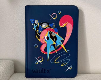 Carpeta VaultX TCG de 9 bolsillos pintada a mano con Mega Greninja (Chaos Rising)
