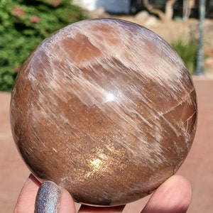 Flashy Orange Moonstone Shimmery Sphere | A Grade | 482 Grams | 70mm | 1lbs 2oz