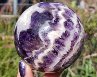 Dream Amethyst Chevron Crystal Ball Sphere Purple | A Grade | 632 Grams | 77 mm | 1lbs 7oz