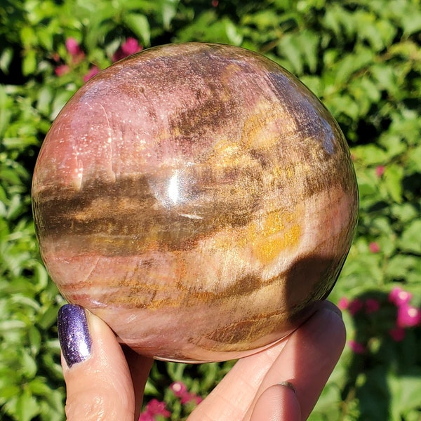 Purple Petrified Wood Fossil Crystal Sphere  A Grade 886 grams | 86mm | 2lbs 1oz