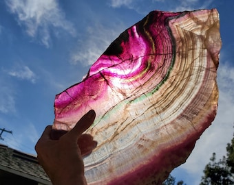 Lastra di vetro XXL a strisce viola-verdi arcobaleno, 2440 grammi