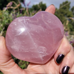 Deep Pink Asterism Star Rose Quartz Puffy Heart Rainbow Crystal 240 Grams