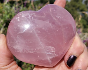 Deep Pink Asterism Star Rose Quartz Puffy Heart Rainbow Crystal
