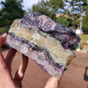 Raw Rainbow Fluorite Layered Rock Stone Rough Crystal Specimen | A Grade | 984 grams | 2lbs 3oz