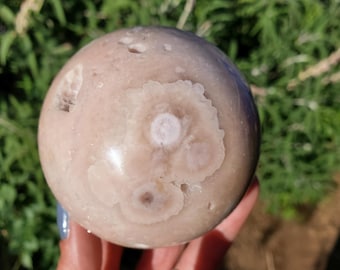 Pink Amethyst Flower Agate Druzy Crystal Druzy Sphere | 494 Grams | 77mm