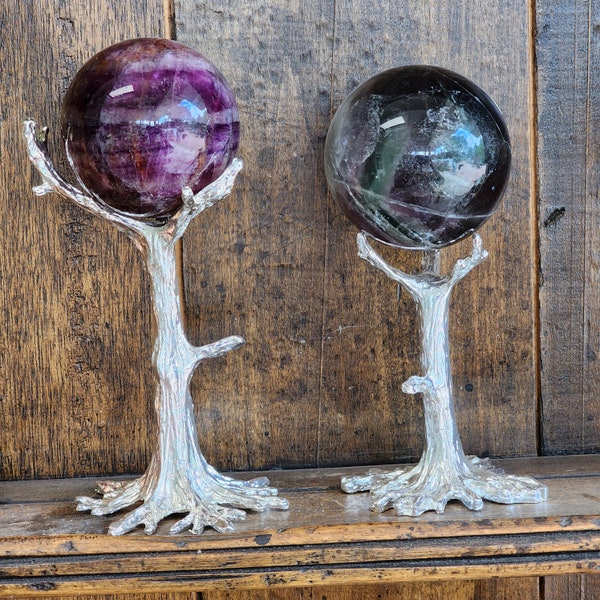 Silver Gold Tree Crystal Sphere Stand Chic & Classy Large - Small