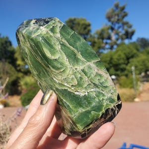 Tremolite Crystal Deep Green Polished Freeform 424 grams