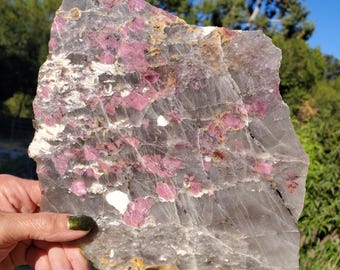 Purple Blossom Plum Tourmaline Rubellite Large Slice Slab 308 grams