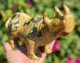 Statuette Figur Mit Obsidian Ständer Rhinozeros Nashorn Art Deco Bronze Tiere