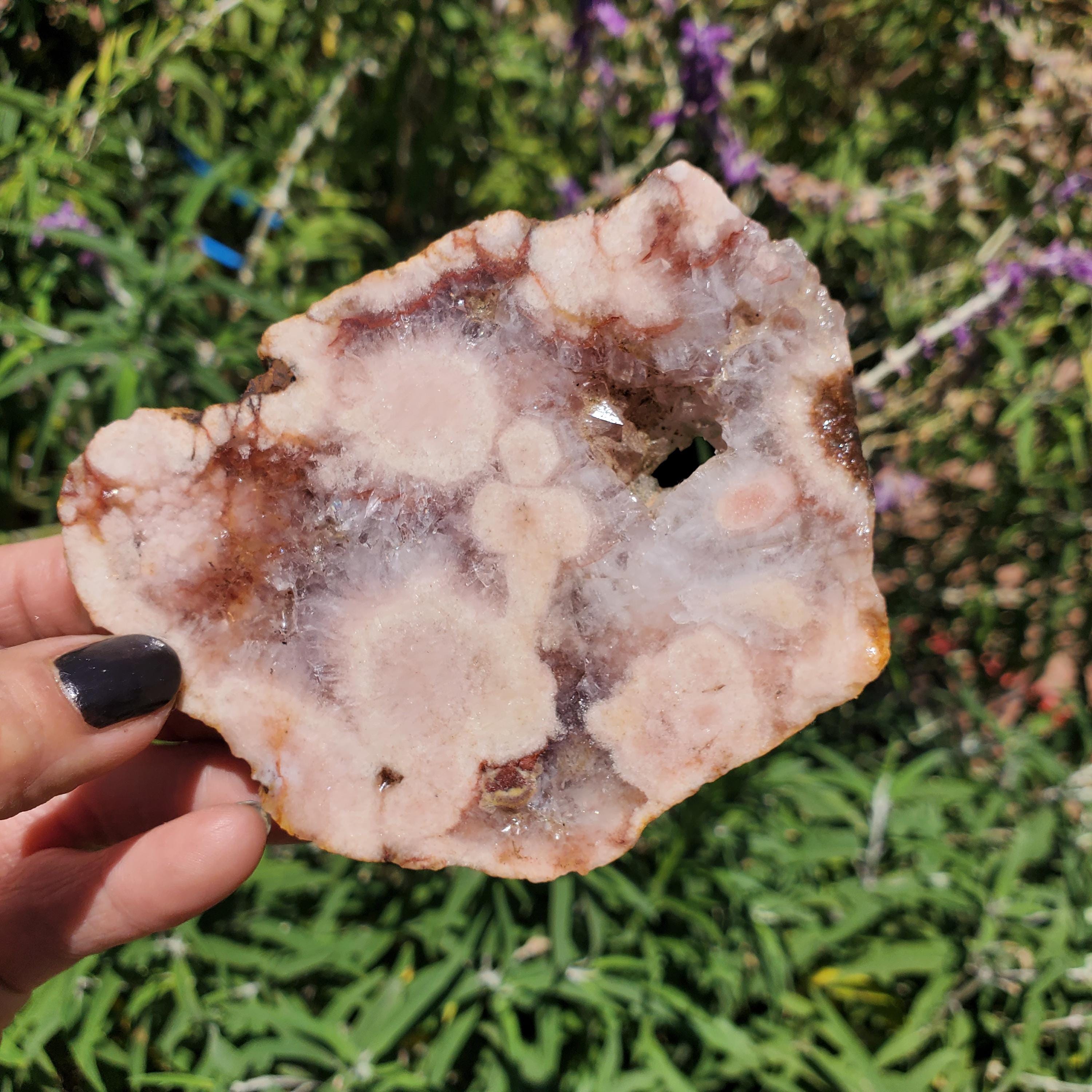 ピンクアメジストフラワーアゲートクリスタル、パープルアイスドゥルー