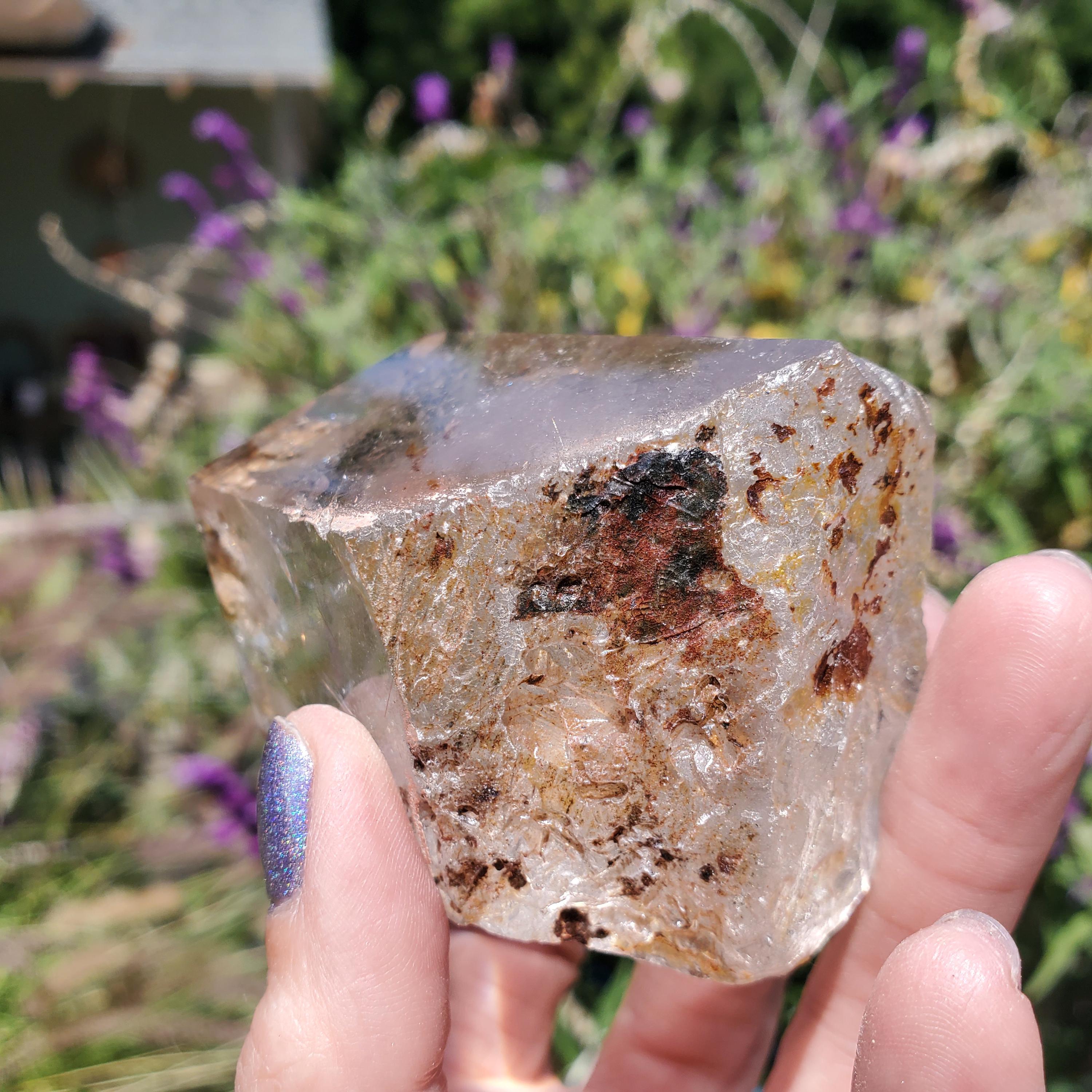 スモーキールチルクォーツクリスタルレインボーフラッシュ292グラム