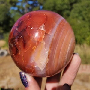 Red Carnelian Druzy Crystal Sphere Stone Ball | 428 Grams | 70mm  | 1lbs 1oz