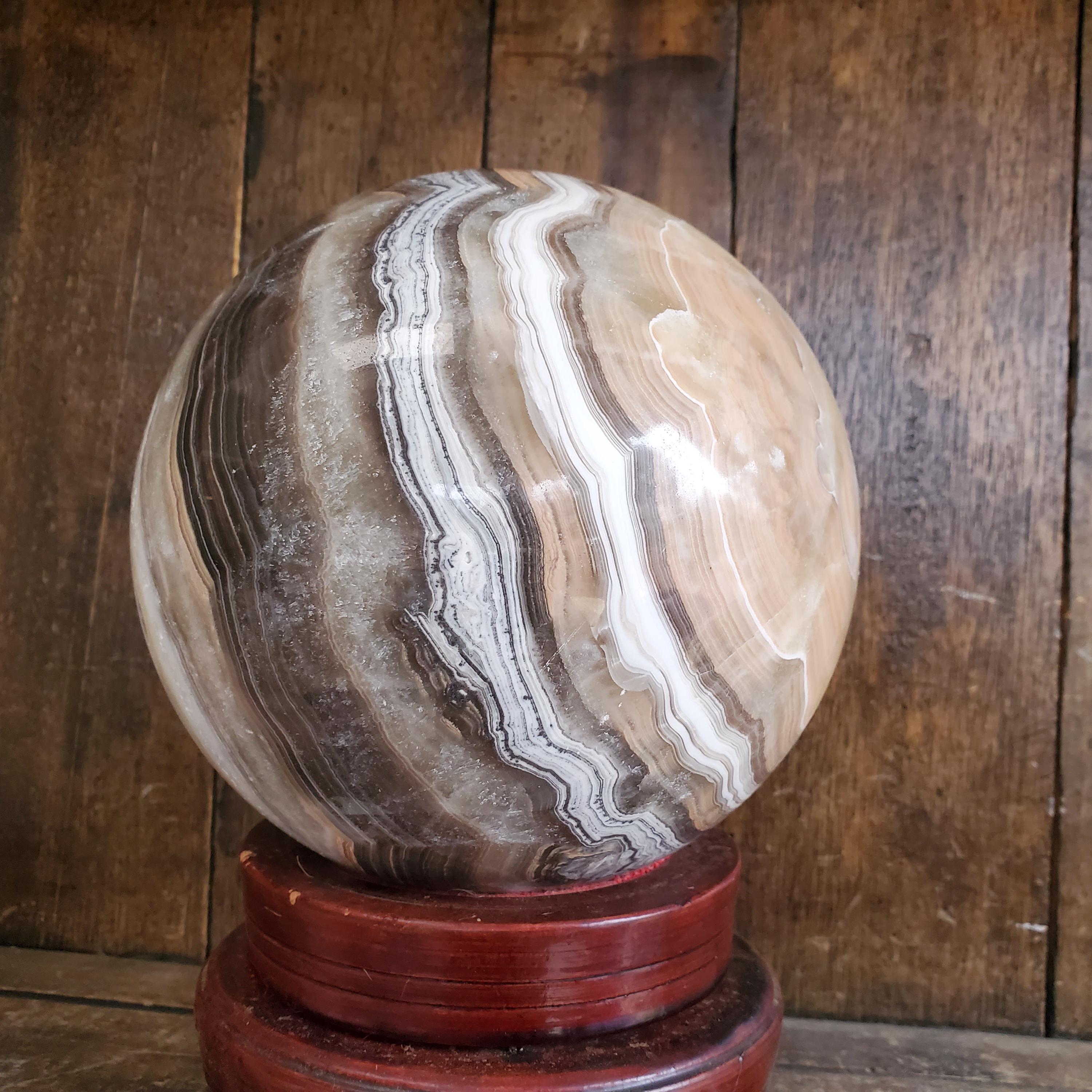 12lbs Calcite Banded Chocolate Crystal Sphere | Hand Picked XXL | AA Grade | 5770 Grams | 161mm | 12lbs 12oz