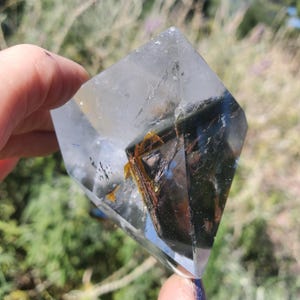 Clear 4 Seasons Garden Quartz w/ Phantoms Lodolite Faceted Freeform 140 Grams
