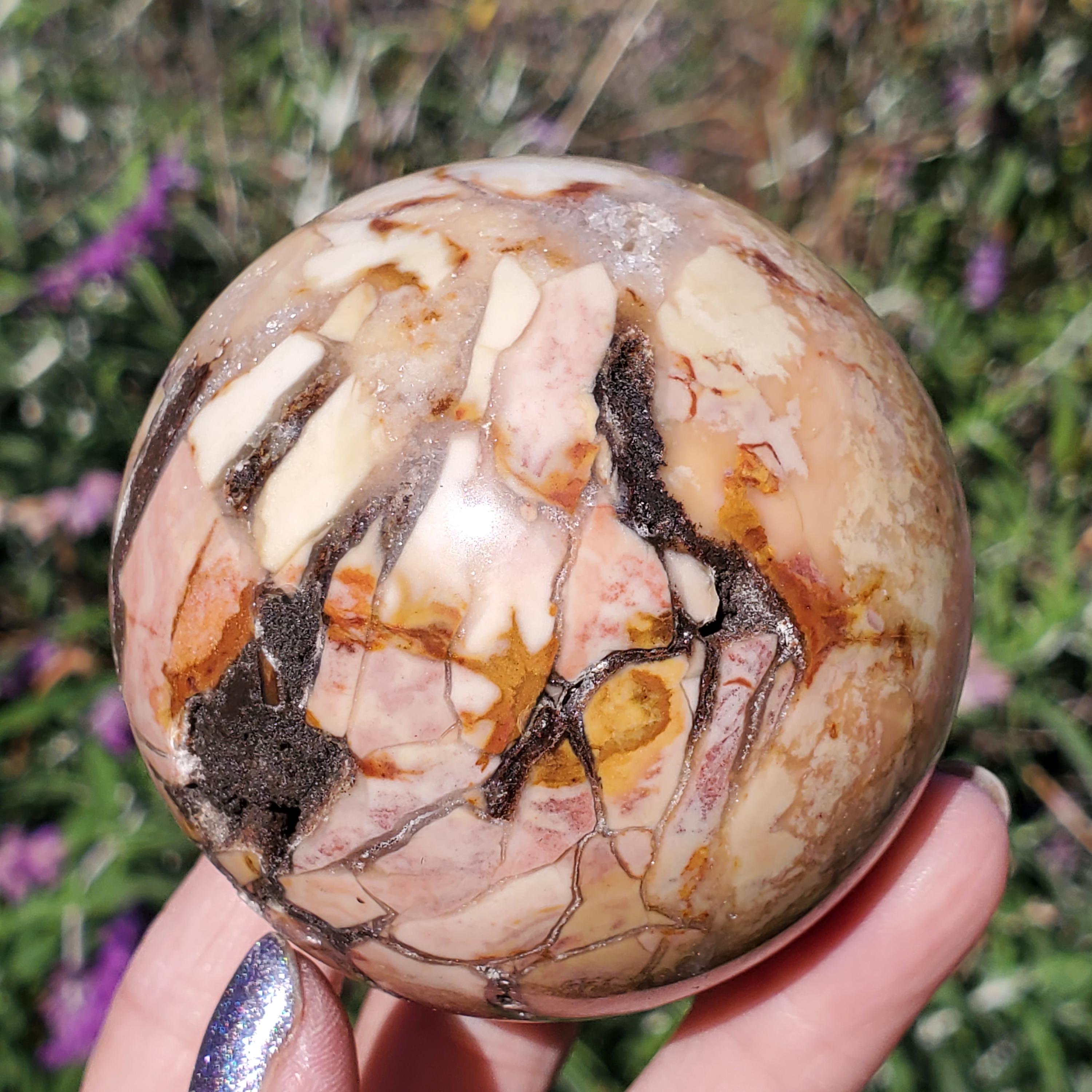 76㍉ アイビスジャスパー 大型 スフィア Ibis Jasper ジオード Pink Ocean Ibis Jasper Brecciated Sphere W/ Caves Druzy 364 Grams