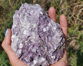 Mica grezza lilla rosa viola scintillante e scintillante / Grado A / 766 grammi