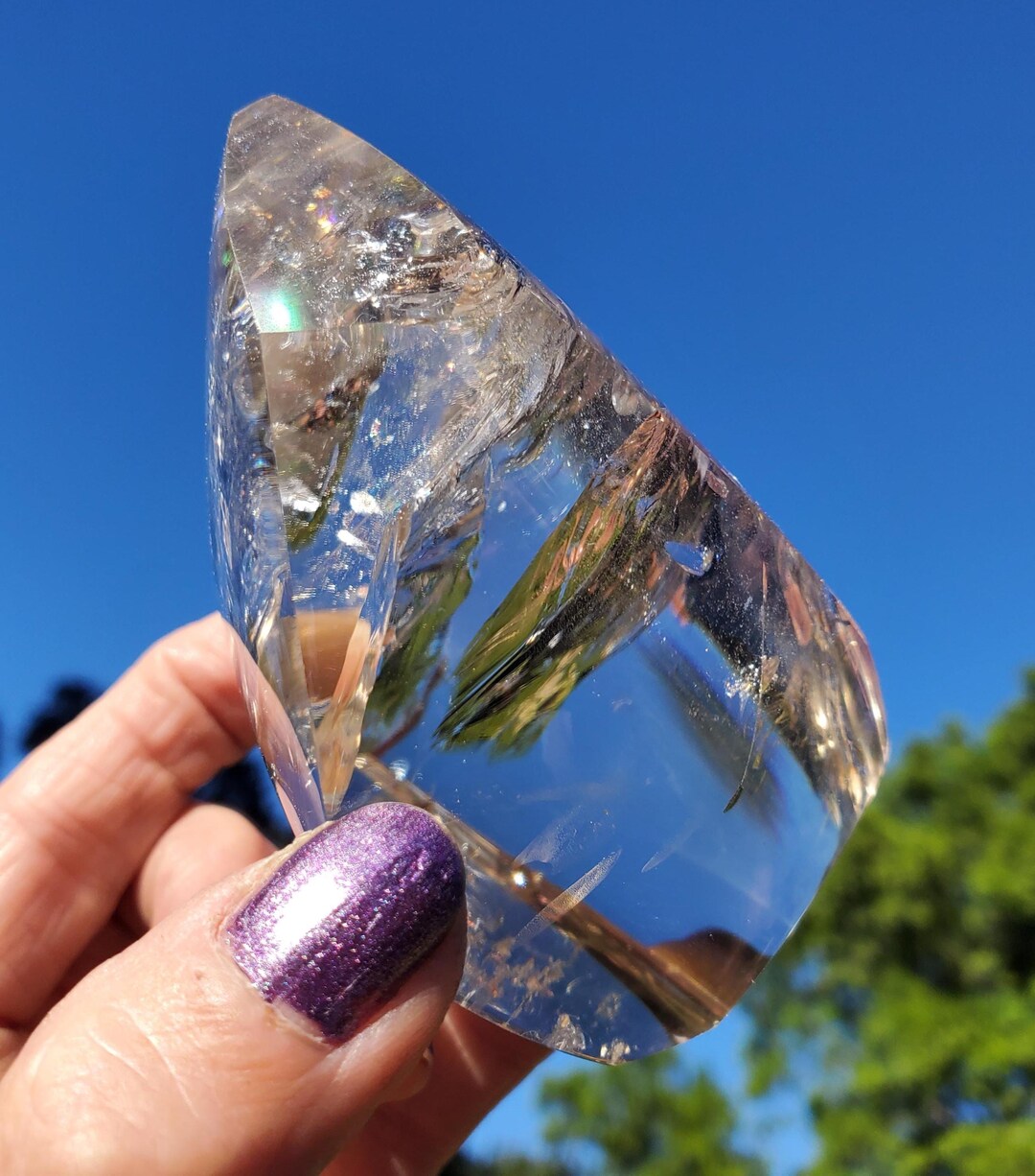 Clear Quartz Depth and Rainbow Flash Freeform AA Grade 314 Grams - Etsy