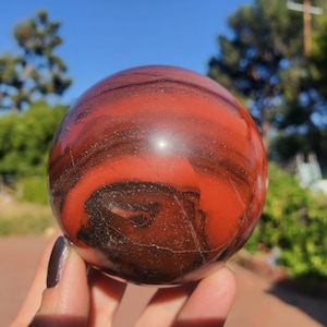 Red Jasper Pastel Banded Crystal Sphere | 520 Grams | 1lbs 3oz | 71mm