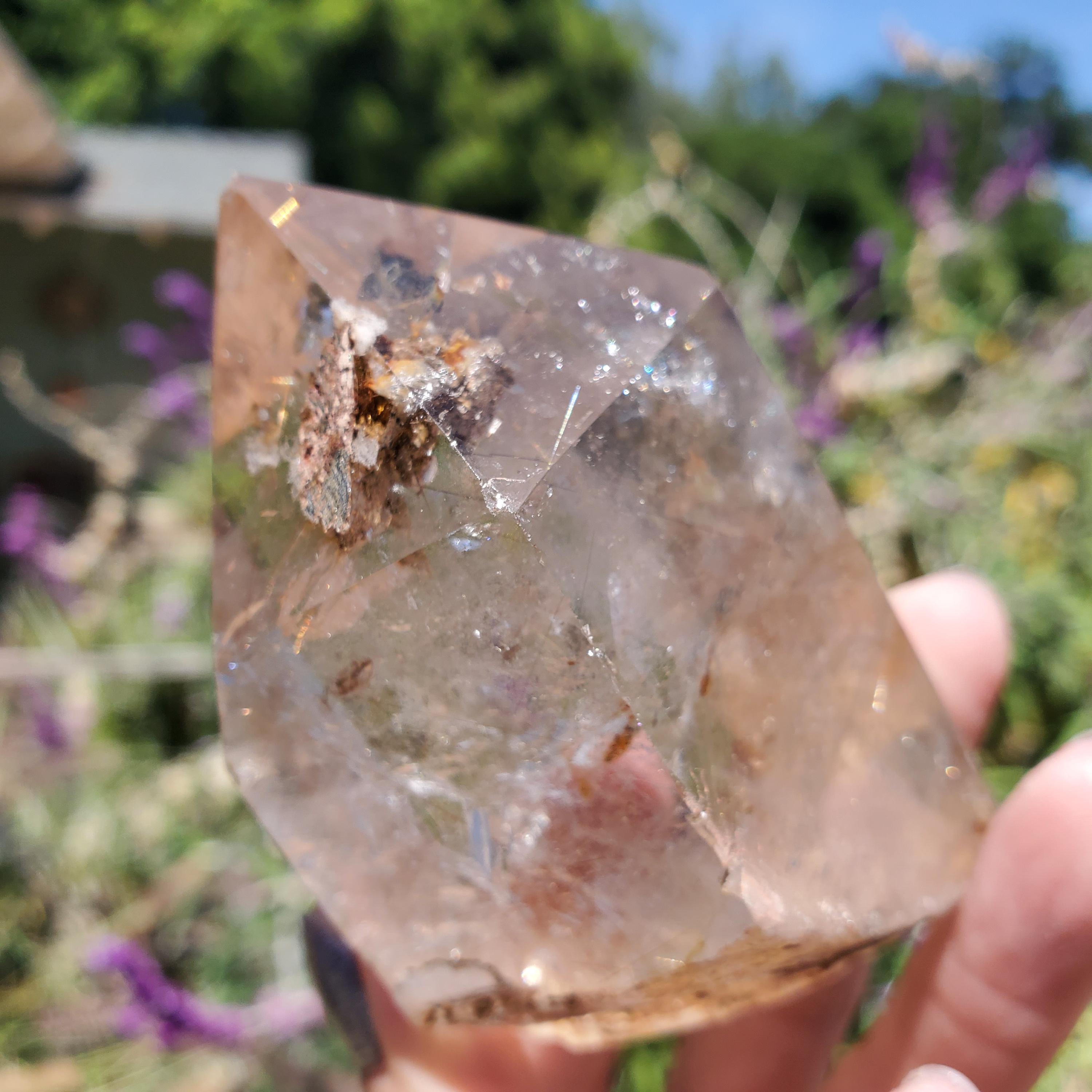 スモーキールチルクォーツクリスタルレインボーフラッシュ292グラム