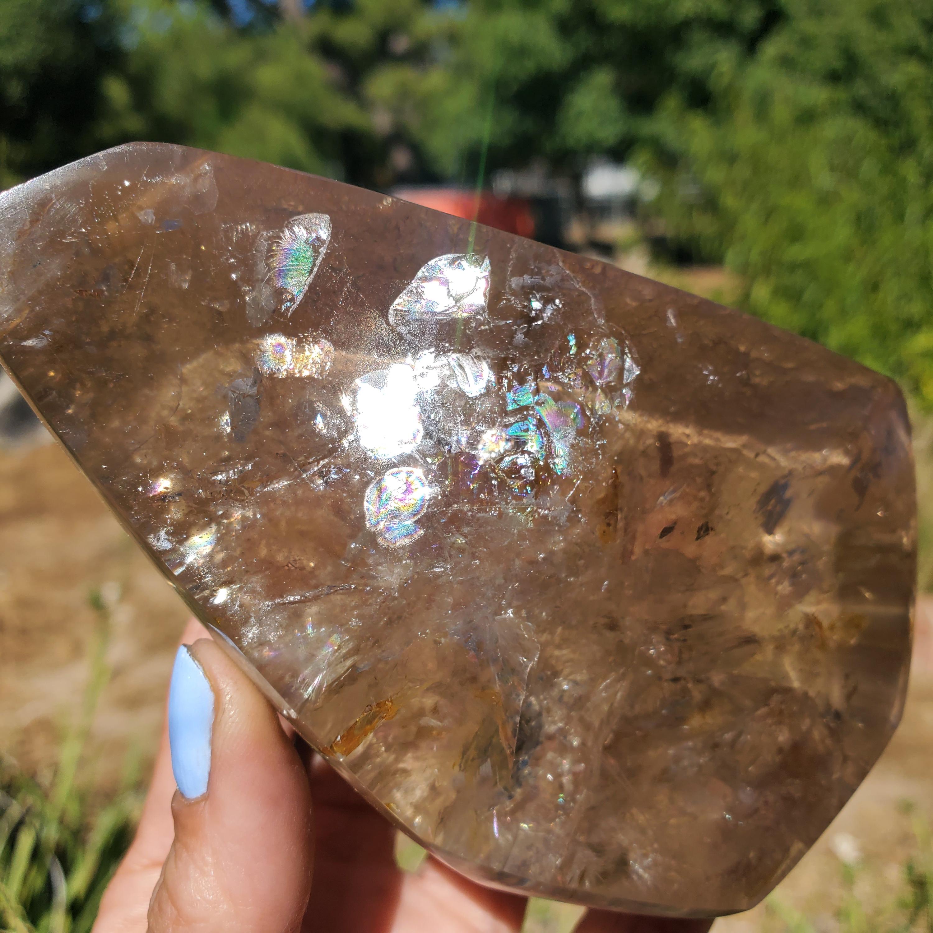 ライトスモーキークォーツ レインボーファントムクリスタル フリー