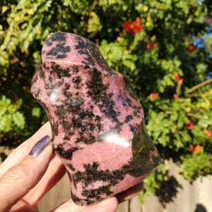 Rhodonite Pink Black Large Flame Freeform Crystal | A Grade | 764 Grams | 1lbs 11oz