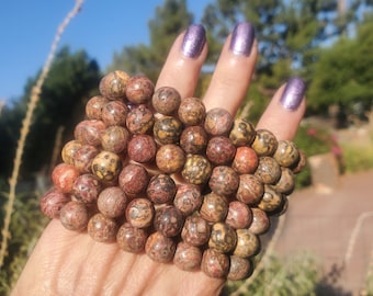 Leopard Jaspis Kristall Runde Perlen Armband 8 mm