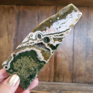 Old Stock Seventh Vein Kambaby Ocean Jasper w/ Pink RARE Orbicular Freeform Display Slab Slice | 100 grams AA Grade