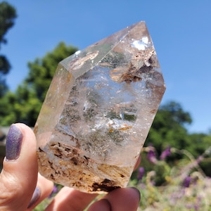 Smoky Rutile Quartz Crystal Rainbow Flash 292 grams