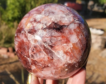 Fire Quartz Sphere Crystal Ball w/ Flashes Rainbows | Hematoid Quartz  | 680 grams | 80mm | 1lbs 8oz