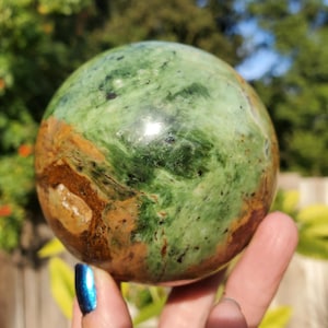 Large Green Opal Crystal Sphere | 667 Grams | 78mm | 1lbs 8oz | AA Grade
